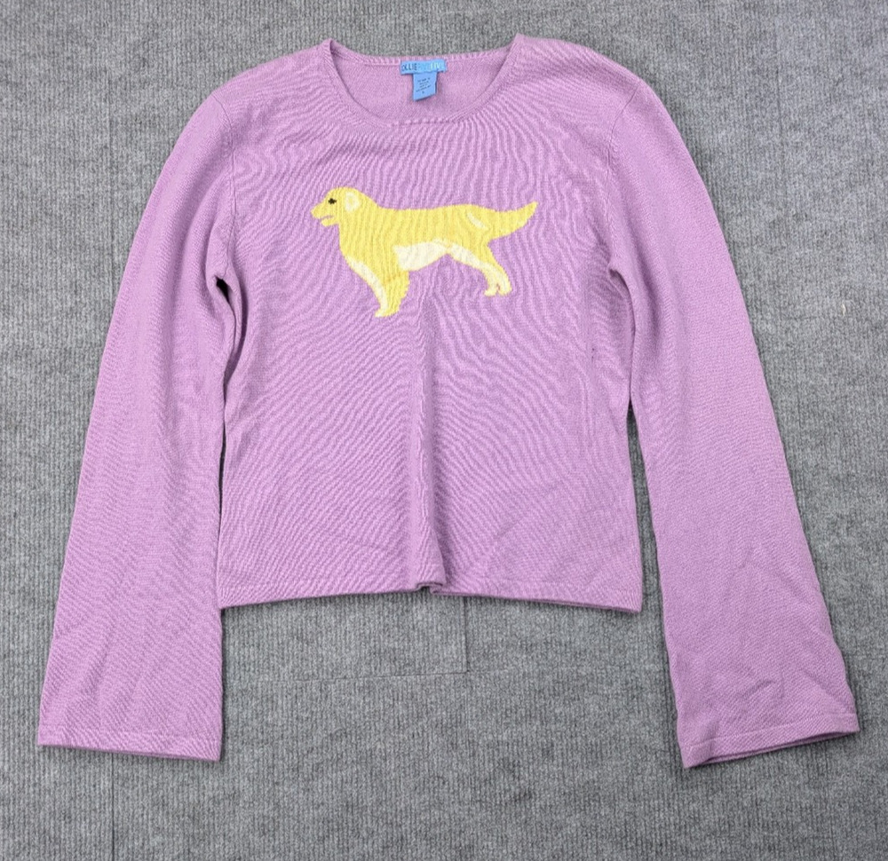 Ollie Five Five Cashmere Sweater Womens Small Novelty Dog Golden Lab Y2K Retro
